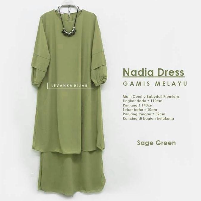 NADIA Dress / Gamis Malaysia atau Gamis Melayu bahan Ceruti Baby Doll Terlaris