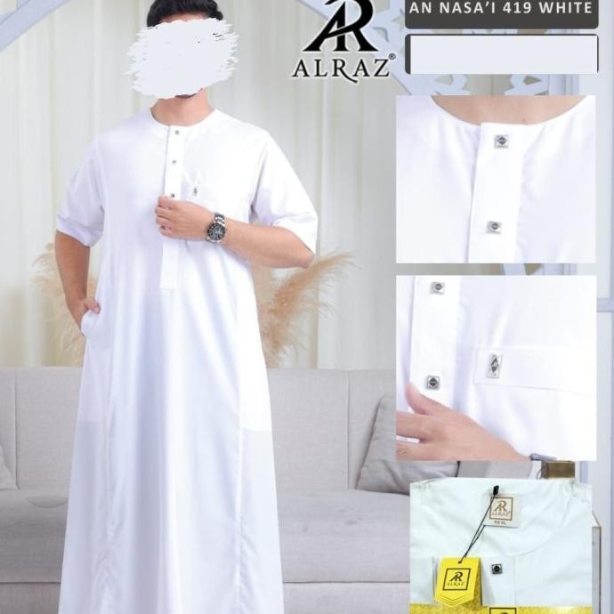 Jubah Haramain Alraz Oblong Lengan Pendek Premium + Gamis Al Raz Terlaris