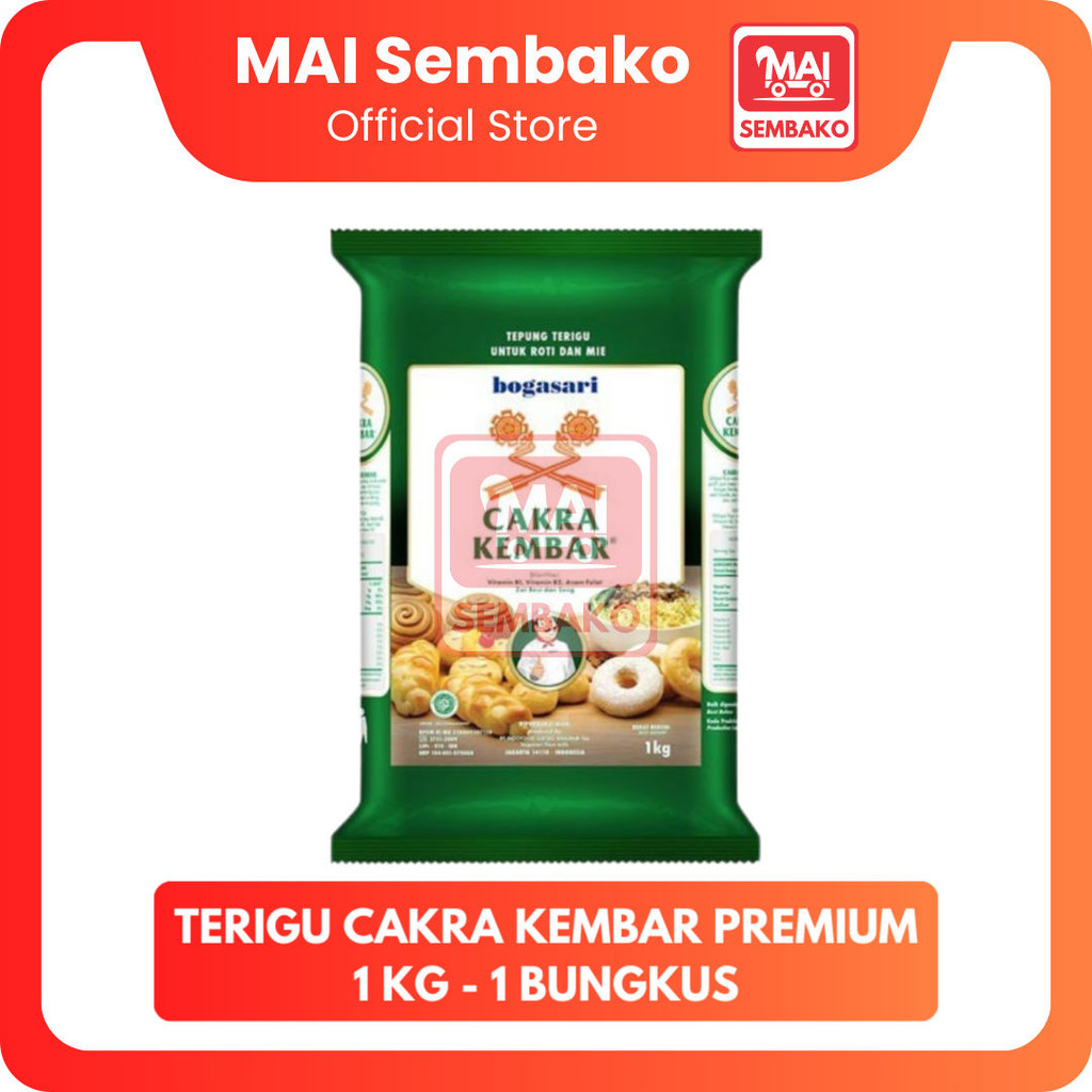 

Tepung Terigu Cakra Kembar Premium 1 kg - Terigu Cakra Kemasan Premium 1kg - 1 Bungkus