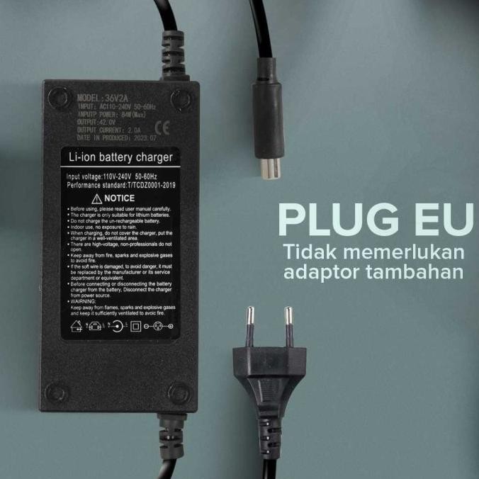 Adaptor Cas Charger Baterai Skuter Sepeda Listrik DC 42V 2A - 36V 2A [terbaik]