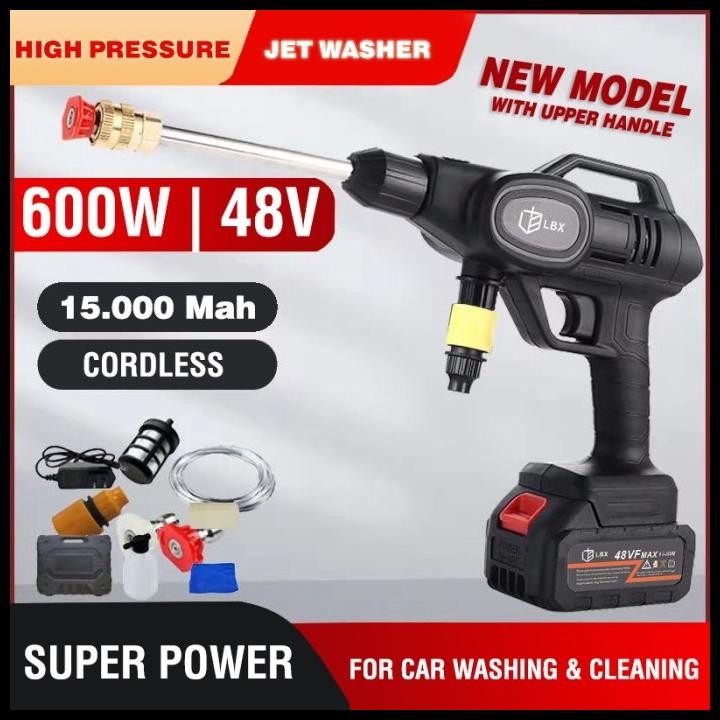 Set Alat Cuci mobil Portable Jet washer water spray Gun cordless LBX