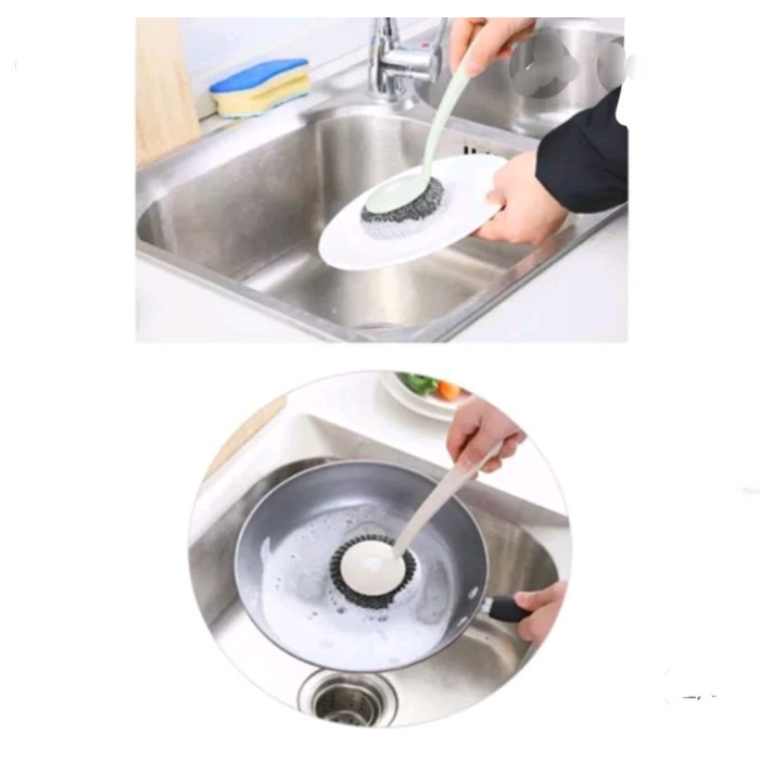 Sabut Sikat Kawat Cuci Piring Gagang  Panjang / Sikat besi Kawat