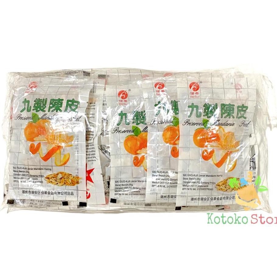 

Manisan Kulit Jeruk Mandarin Kering Bai Guo / Kulit Jeruk isi 20 Pack