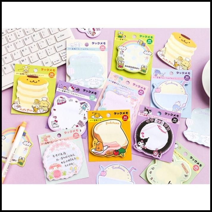 

Sticky Notes Memo Stiker Kuromi Melody Hello Kitty Gudetama Twin Stars