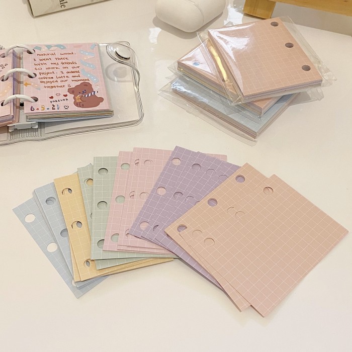 

Mini Loose Leaf 3 Rings Pastel Color - Grid
