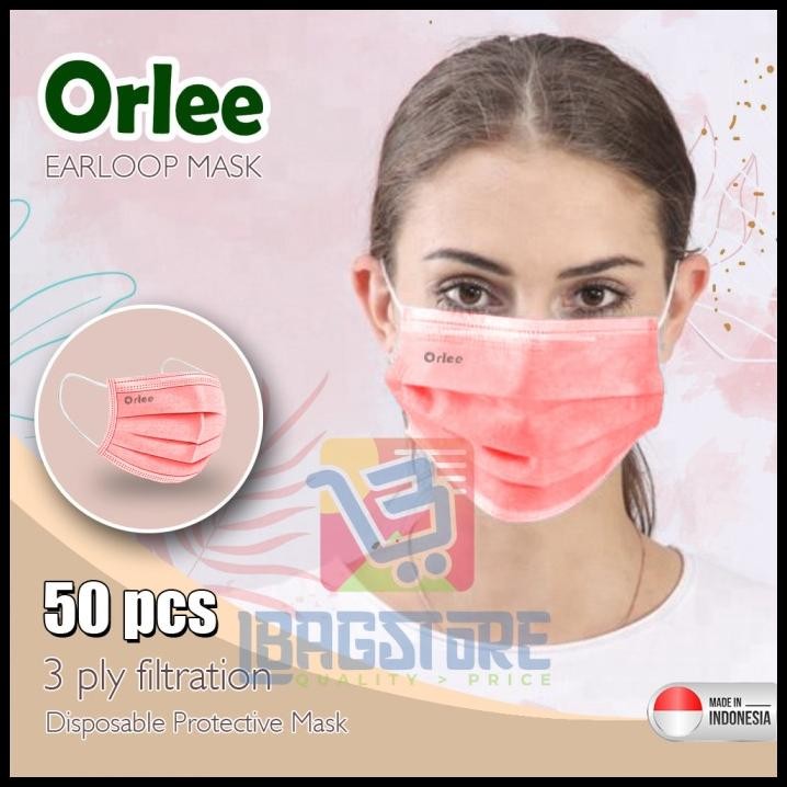 Masker 3 ply Medis Masker Bedah Kemenkes 3ply isi 50pcs Merk Orlee