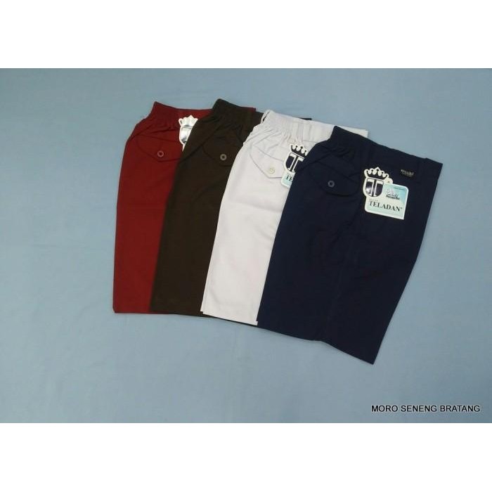 Bawahan Seragam Teladan Celana Pendek Merah - Putih - Coklat - Dongker Termurah 100 % Original