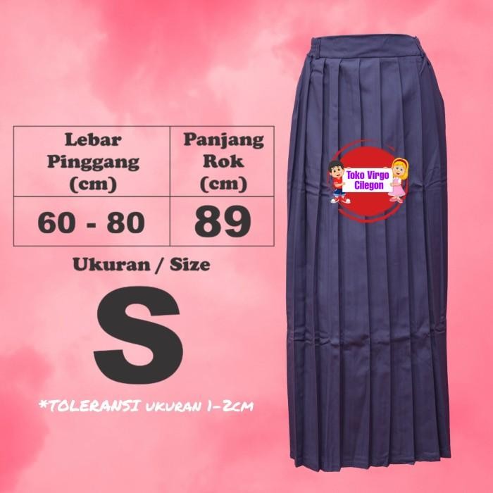 Rok Panjang Abu - Abu Karet Rempel Lipat Banyak - Seragam Sma Virgo Terbaru 100 % Original