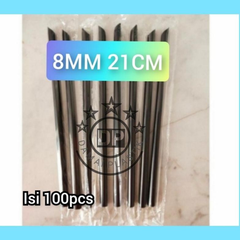 Bisa COD SEDOTAN PLASTIK 8MM 21CM Sedotan Bubble Boba Cochoc Steril Bungkus Plastik Hitam 8 mm 21 cm