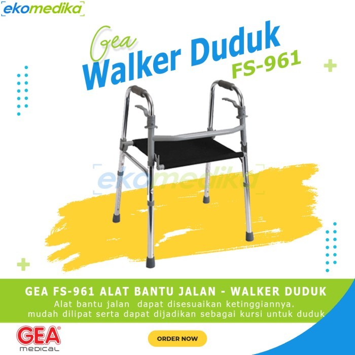 Walker Duduk GEA FS-961 / GEA 961 Alat Bantu Jalan Walker + Dudukan
