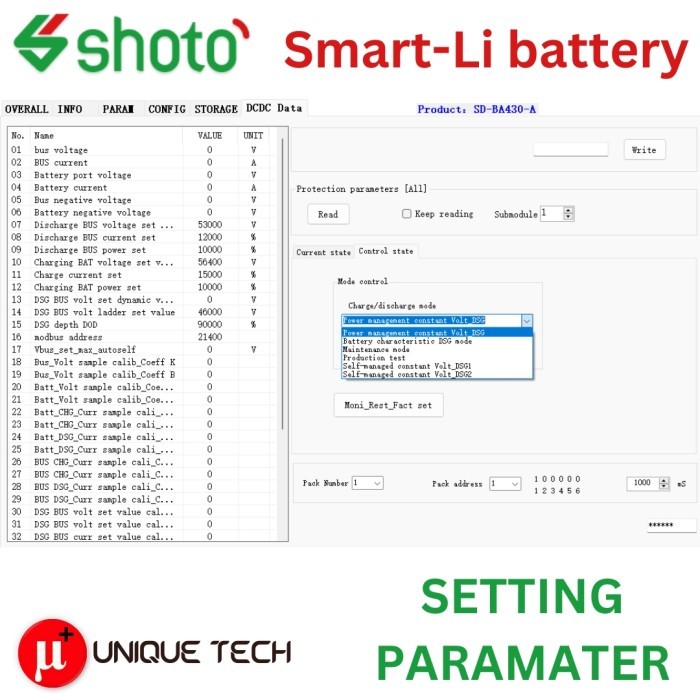Shoto Smart Li Bms Plus Diagnose Software Cable Kabel Flash Disk Tool Sda10-48100 Sda10-48150 Se01