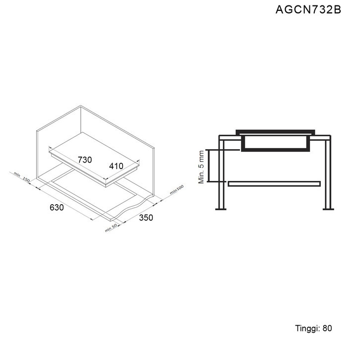 YANON AZALEA KOMPOR TANAM GAS 2 TUNGKU 70CM AGCN732B