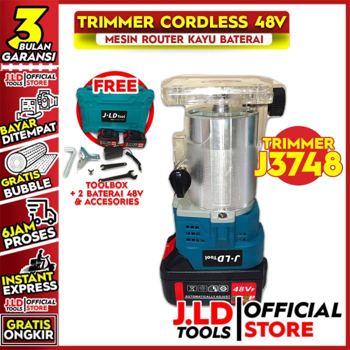 TERBARU Mesin Trimmer Cordless 48volt - Mesin Router Kayu - Mesin Profil JLD