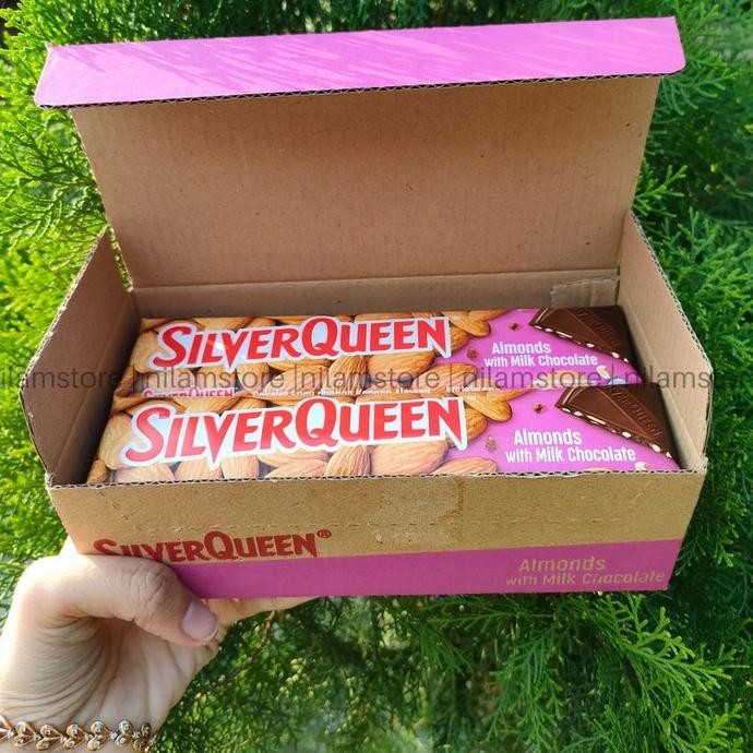 

Cokelat Silverqueen Almond 58 Gram isi 10 pcs/Coklat Silverqueen Besar GVS