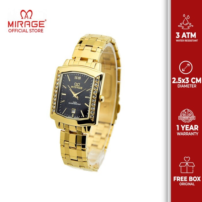 JAM TANGAN WANITA ORIGINAL MIRAGE 7442L GOLD PK