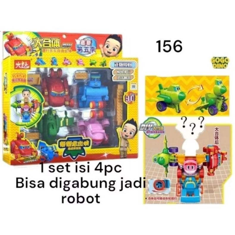 HD156 - Mainan Gogo Momo Dino Isi 4 Pcs Bisa Jadi robot