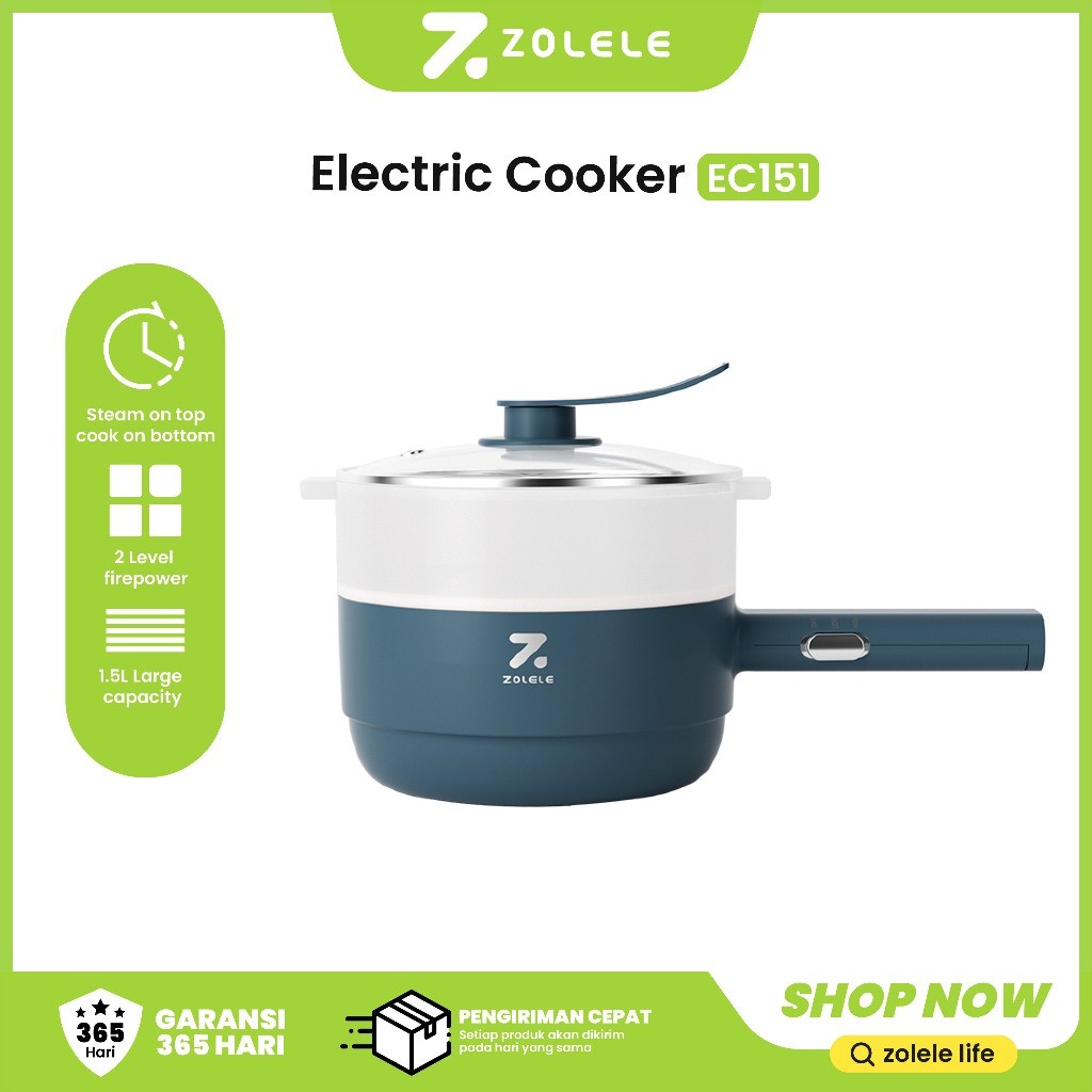Panci Listrik Zolele EC151 Kompor Listrik Panci Listrik Serbaguna Panci Anti Lengket 1,5L Multi Cook