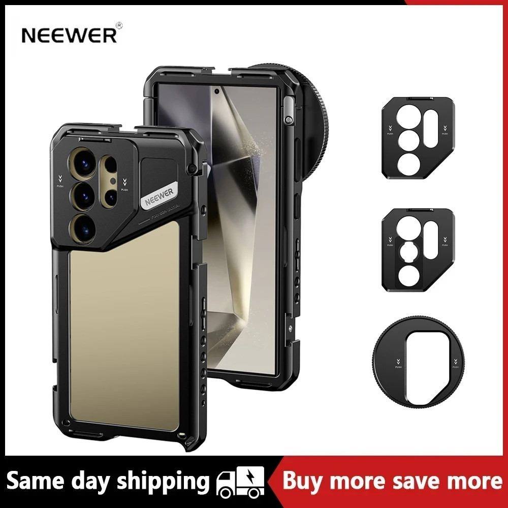 NEEWER S24 Ultra Phone Cage Smartphone Stabilizer dengan 67mm Filter Adapter untuk Samsung Galaxy Mo