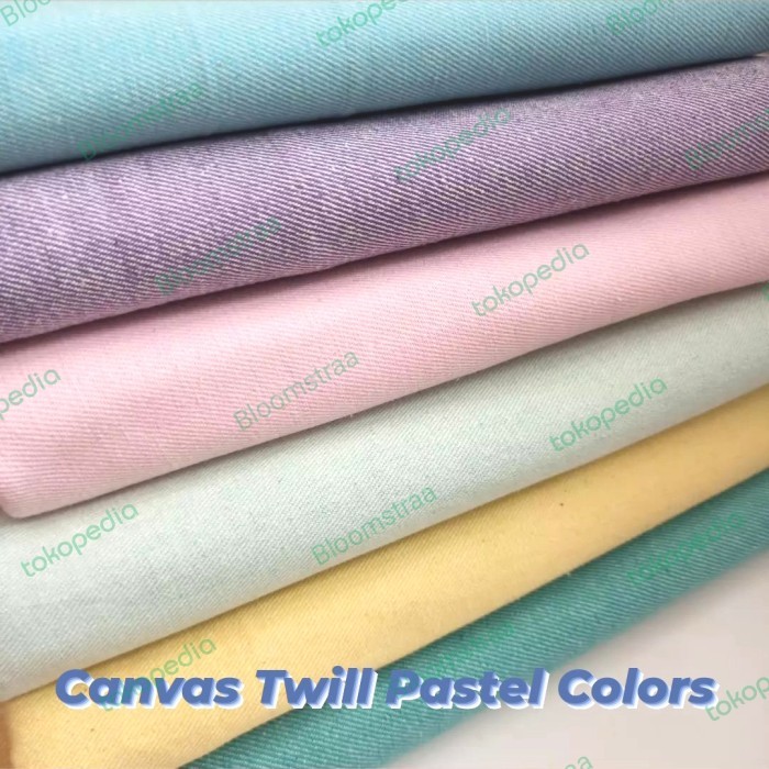 

Kanvas Twill Pastel Color Canvas Fabric Kain Bahan Katun Soft Cotton