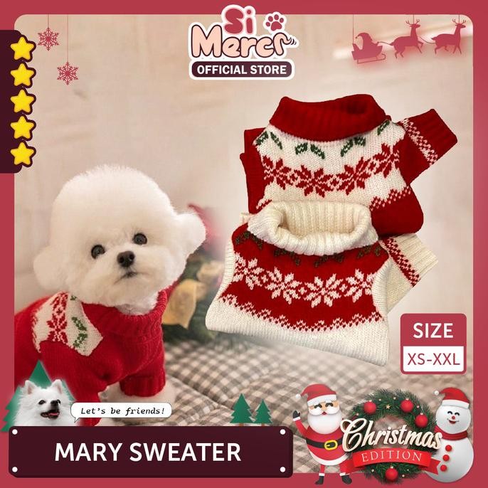 Promo Si Merci Baju Sweater Turtleneck Hewan Natal Couple Anjing Kucing Rajut Christmas | Mary Sweat