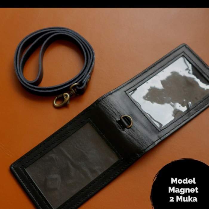 

Id card Holder Kulit asli model flip magnet