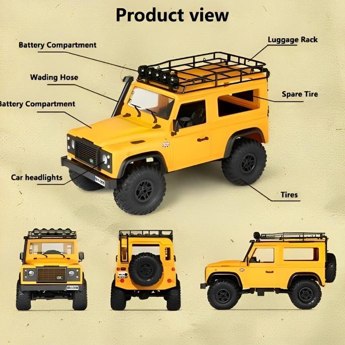 Murah Mn98 Rc Car 1/12 Yellow Rtr Defender / Offroad / Land Rover Defender