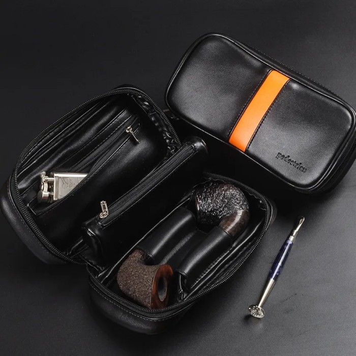 

Retro Pipe Bag (2 Pipes) With Pouch Tas Dompet Pria New