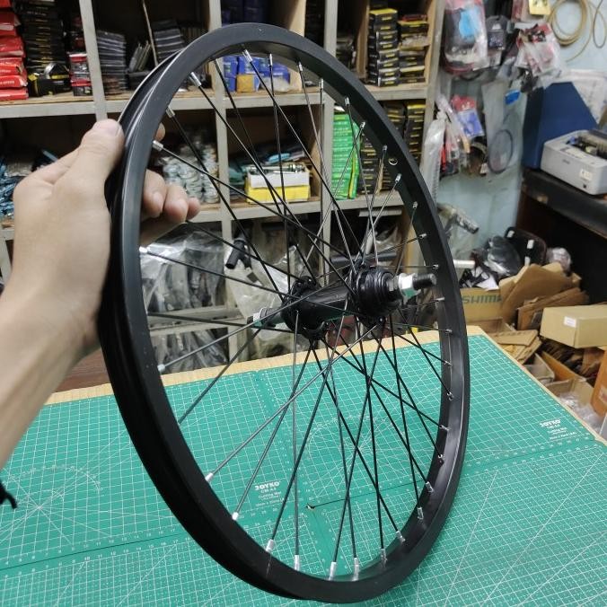 Wheellset Velg Set Jari Jari 20 BMX Lipat Hitam Satuan