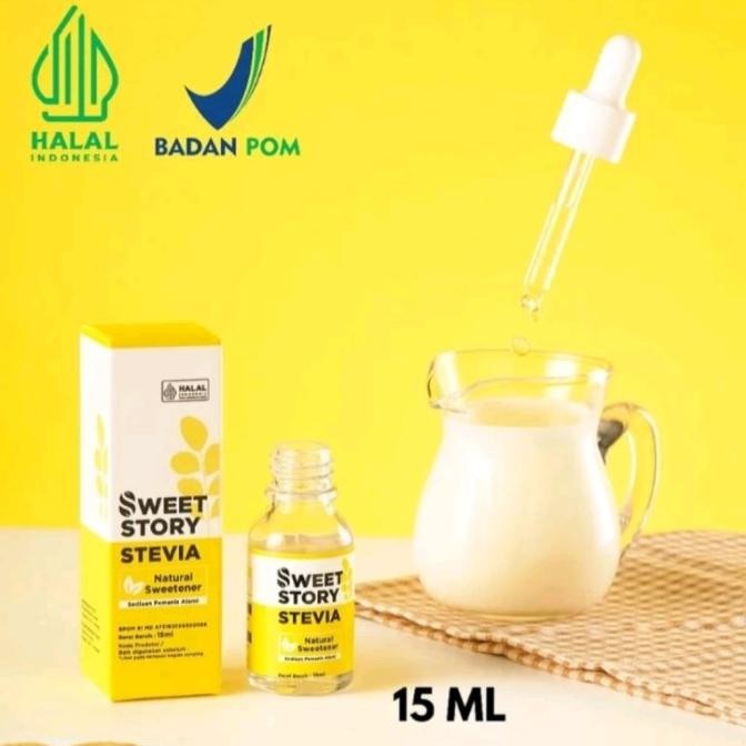 

sweet story stevia 15 ml pemanis alami pengganti gula 0 kalori 0 gula bpom halal-gula diabetes-gula diet-kencing manis