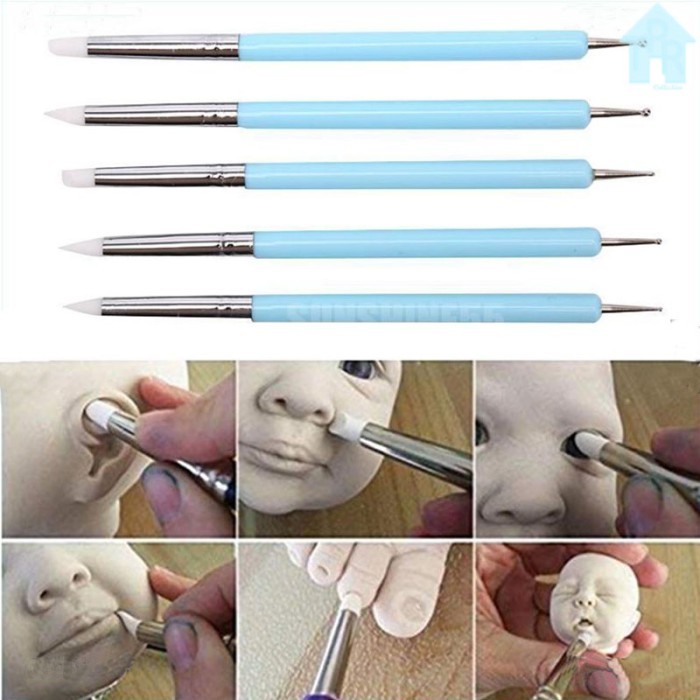 

Butsir 5pcs / Alat Ukir Clay, Lukis Cat Minyak, Dekorasi Kue, Art Nail