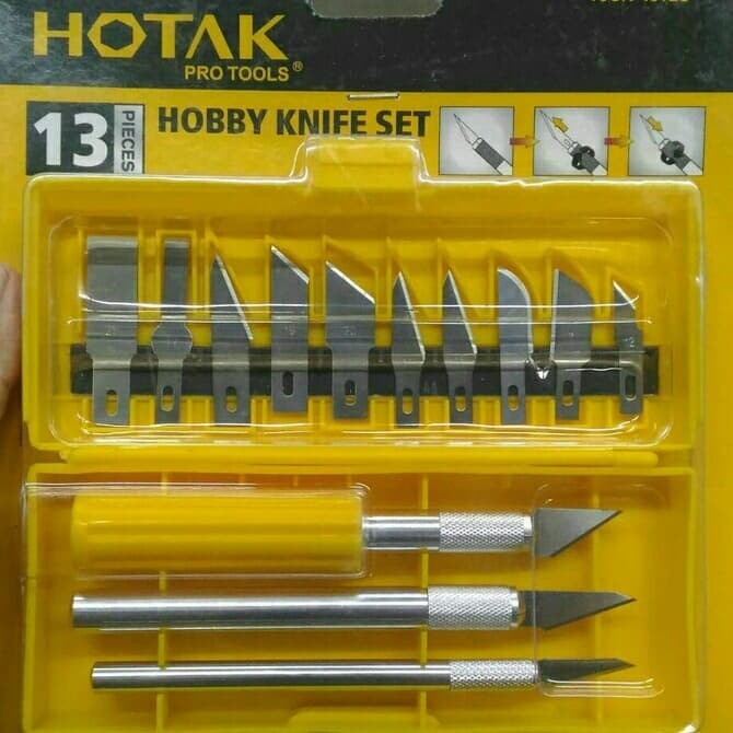 

TERLARIS! Pisau Ukir Pahat Set 13 Cutter Cutting Paper Craft Hotak Hobby Knife