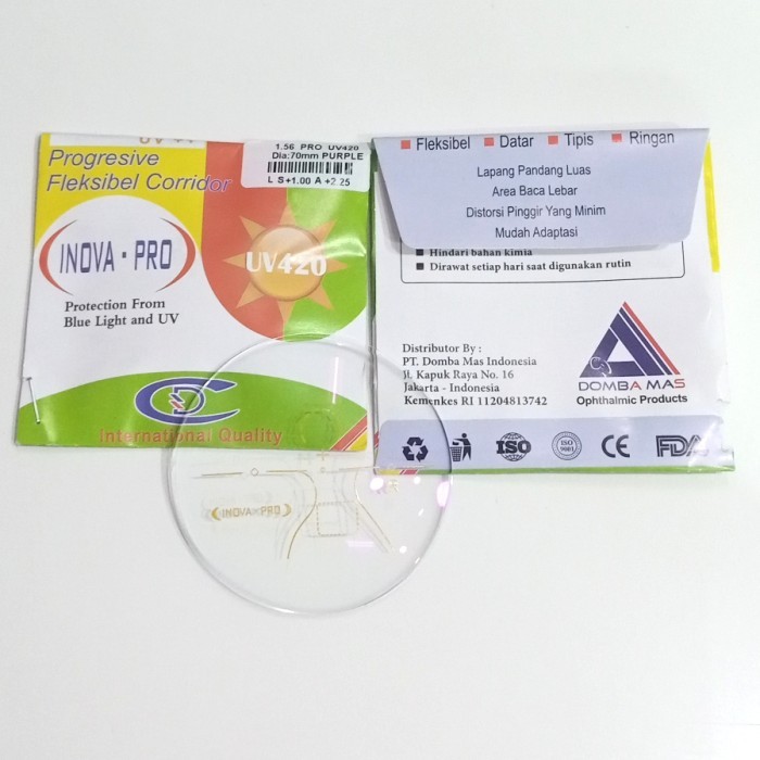 lensa progressive blue Ray merek Domas (domba mas) original