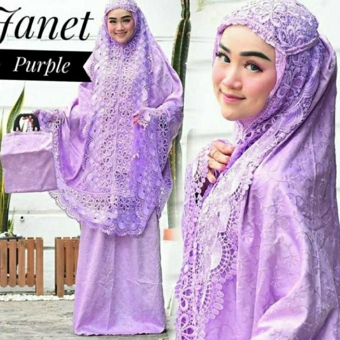 Mukenah renda seroja bordir Swarovski sutra paris(mewah)+tas cantik Terlaris