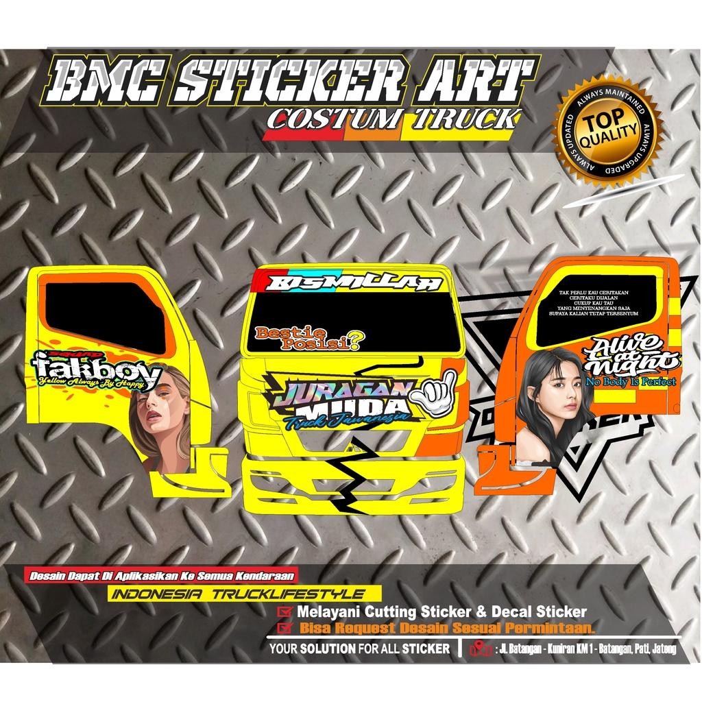 Sticker Decal Kabin Truck.Stiker Variasi Blok Full Kabin Truck Canter.