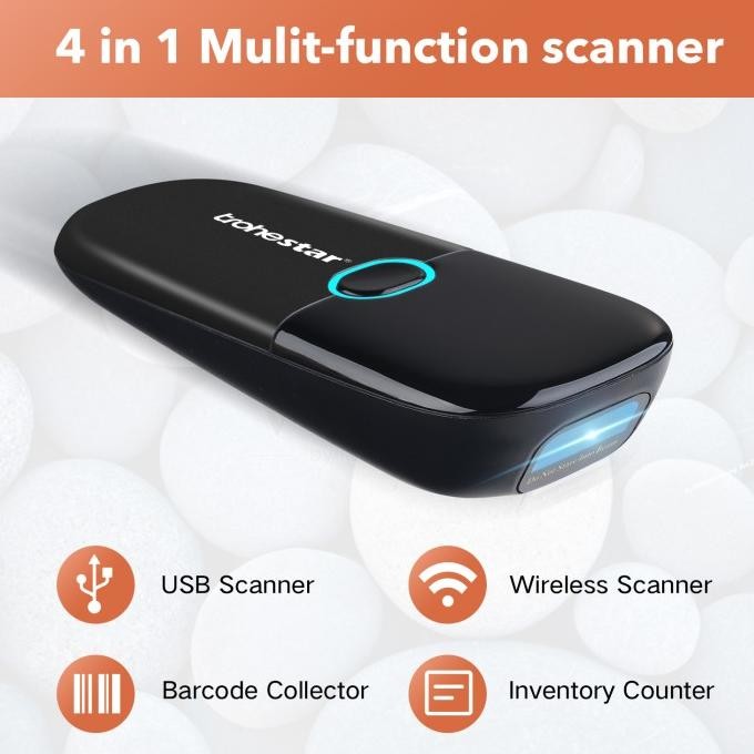 trohestar Mini Barcode Scanner Bluetooth Portable Barcode Scanner 1D2D