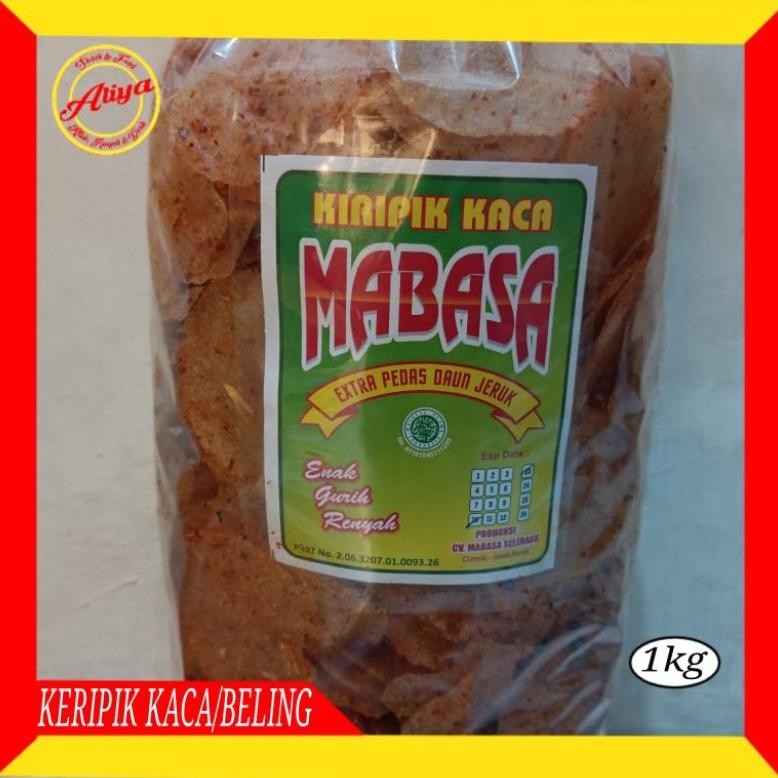 

KERIPIK KACA / BELING DAUN JERUK MABASA 1kg . Enak asin gurih renyah extra pedasss