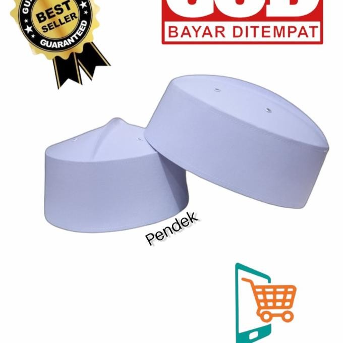 peci Asagofah peci habib kopiah haji putih peci haji pendek. 7& 8 cm