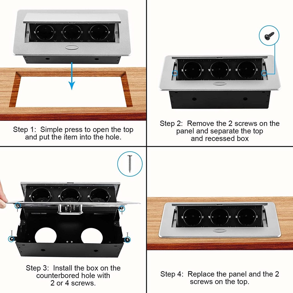 Stop Kontak Tanam Meja Soket pop-up 3lubang Desktop Tertanam Stopkontak Floor/Desk outlet