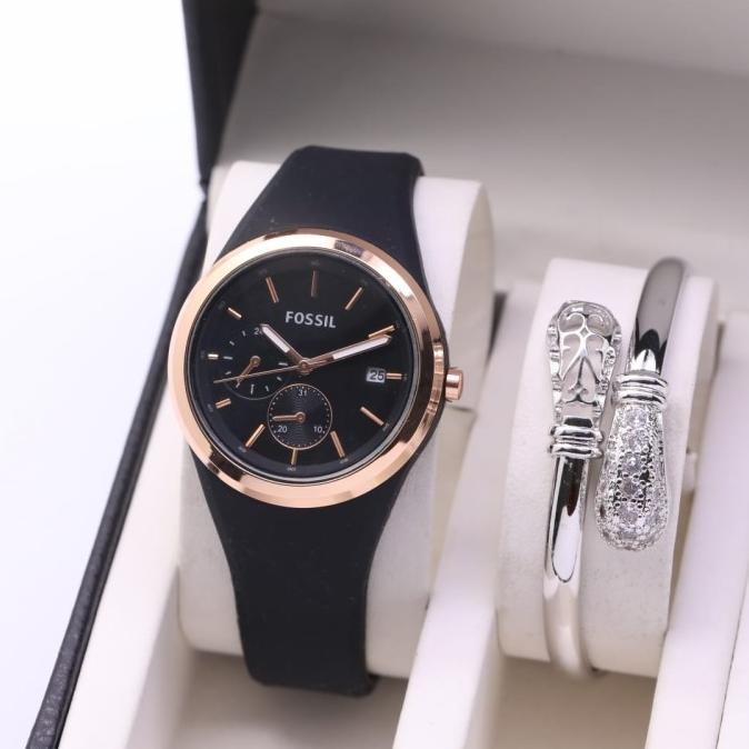 Jam tangan wanita fossil plus gelang mewah Terlaris
