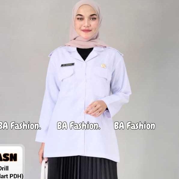 rile cod blus kemeja pdh putih wanita  lengan panjang / seragam guru blus pppk / baju wanita asn put