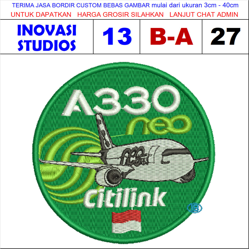PATCH BORDIR LOGO B-A27 A330 NEO CITILINK - IPATCH STUDIOS TESTIMONI