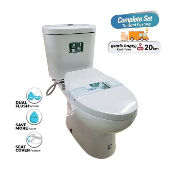 Oulu M488 White Two Piece Toilet Set Free Ongkir