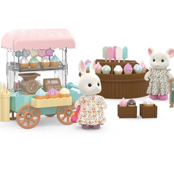 TERLARIS Koala Diary Sylvanian Ice Cream Cart House mainan rumah gerobak boneka