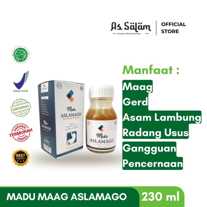 Obat Asam Lambung Herbal Madu Maag Aslamago untuk Gerd, Maag, Asam Lambung, dan Radang Usus - 230ml