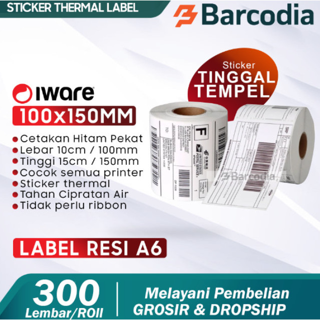 

LABEL BARCODE THERMAL 100 X 150 MM - KERTAS STICKER LABEL