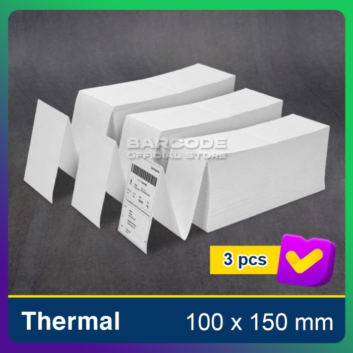 

PROMO! Label Barcode 100x 150 Kertas Stiker Termal 100x150 mm A6 3 Pcs