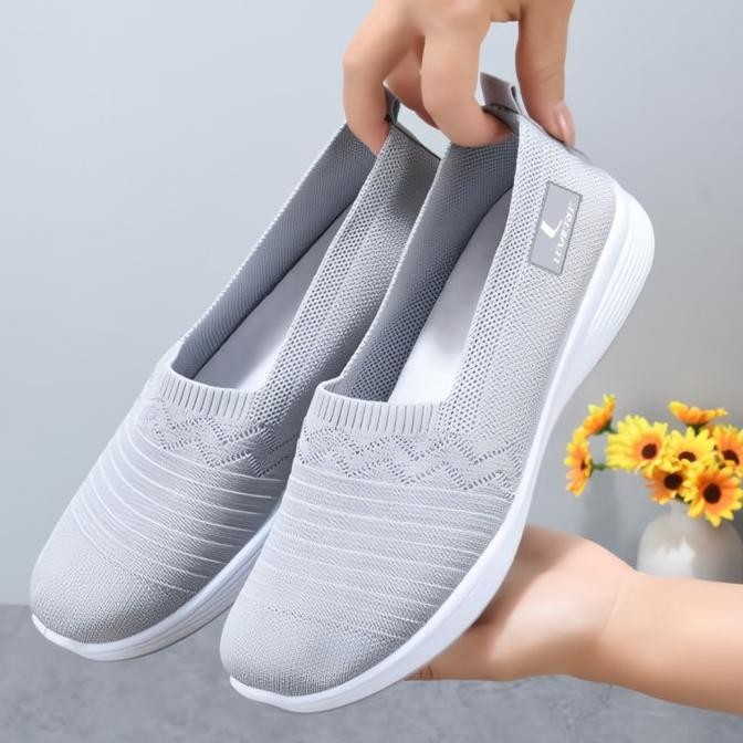 GROSIRTAS LV0343 Sepatu Slip On Wanita Import Sepatu Rajut Wanita BS01