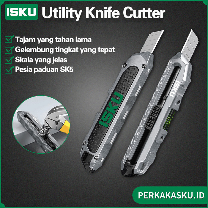 

TERBARU! Isku Utility Knife Cutter Pisau Sk5 Multifungsi Paduan Aluminium Cutter Pisau 14mm