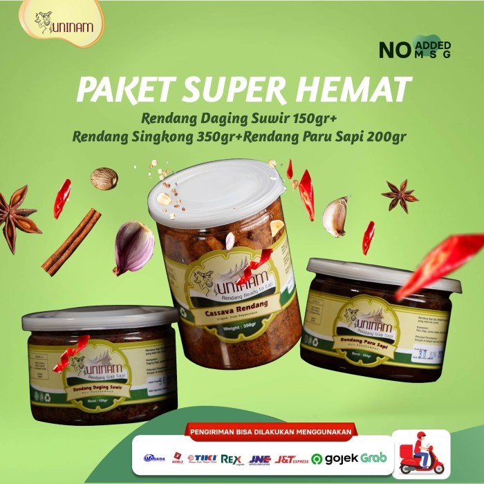 

RENDANG UNINAM PAKET DAGING SUWIR, PARU, SINGKONG