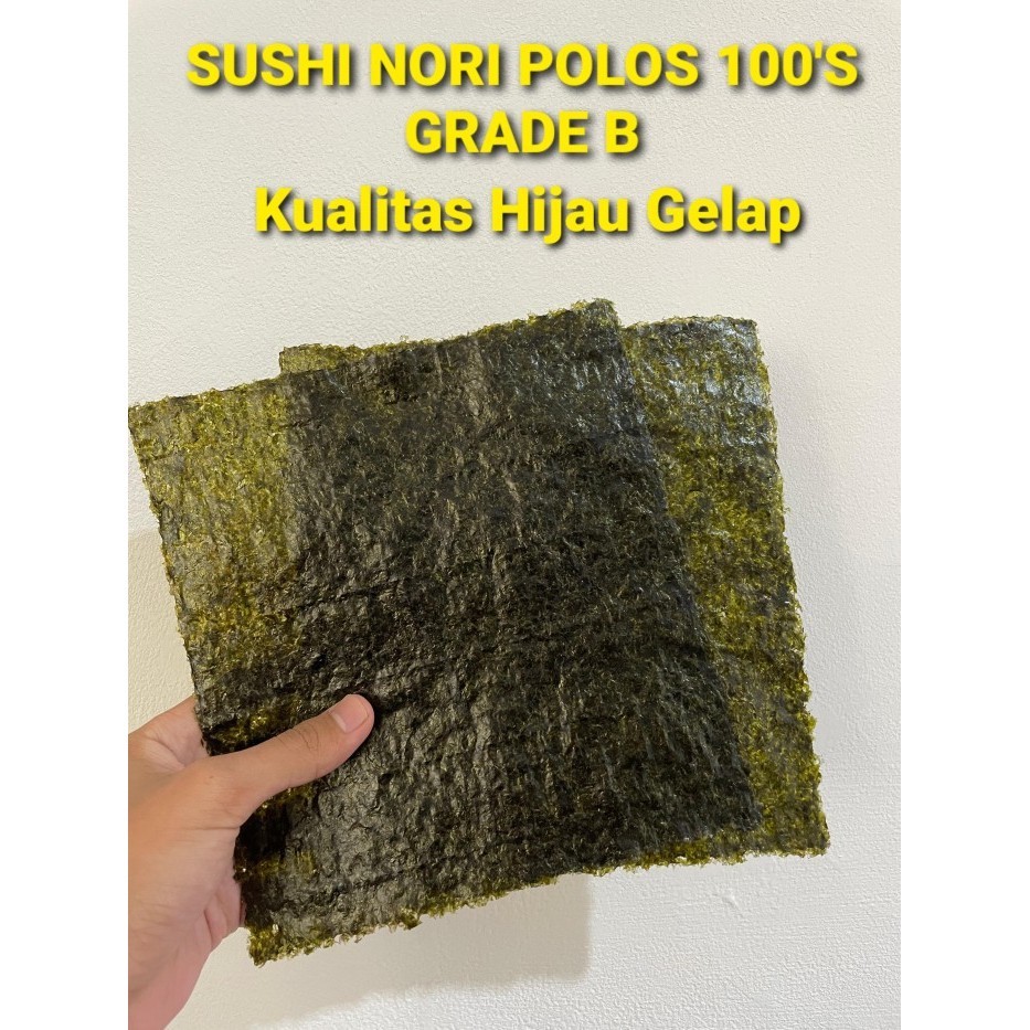

SUSHI NORI 50 LEMBAR POLOS HALAL RUMPUT LAUT PANGGANG ROASTED SEAWEED 21X19 CM - NORI KEMASAN POLOS